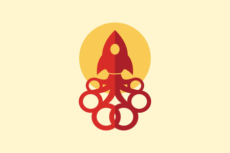 Rocket slide icon merged with octopus handのイラスト素材