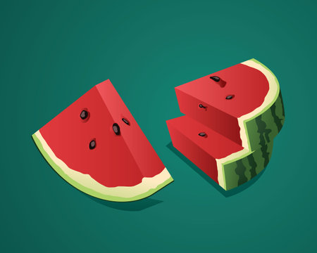 watermelon slices with background vectorのイラスト素材