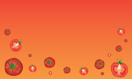 Top view of fresh tomatoes vector on backgroundのイラスト素材