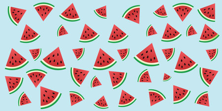 Summer watermelon slices with background vectorのイラスト素材