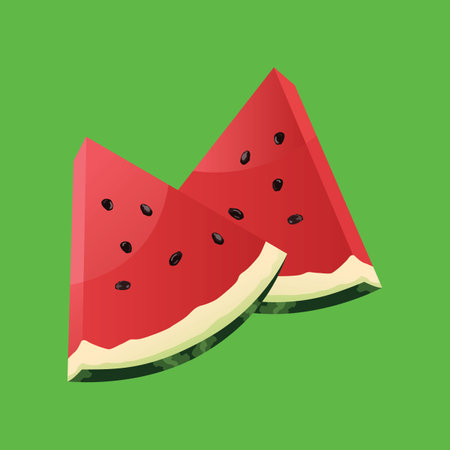red watermelon slice illustrationのイラスト素材