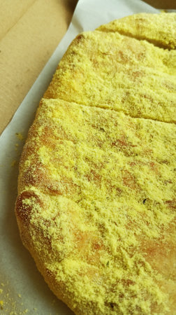 Italian focaccia bread with olive oil and parmesan cheese
