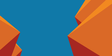 Abstract geometric background in orange and blue colors. Minimal style.のイラスト素材
