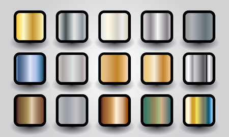 Set of metal buttons in different colors. Vector illustration for your design.のイラスト素材
