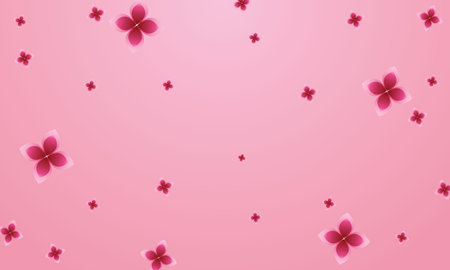 Pink flowers on pink background with copy space for text. Vector illustration.のイラスト素材