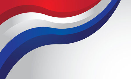 Flag of Netherlands waving in the wind. Vector template for design.のイラスト素材