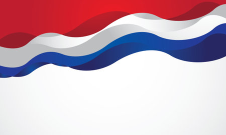 Flag of Netherlands in the form of wavy stripes. Vector illustration.のイラスト素材