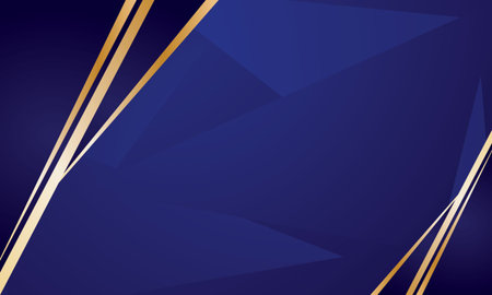 Abstract blue polygonal background with golden lines. Vector illustration.のイラスト素材