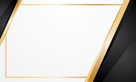 Abstract black and white background with golden lines and copy space. Vector illustrationのイラスト素材