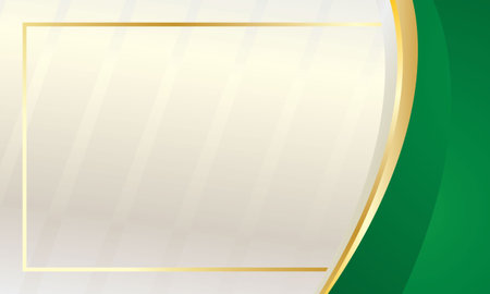 Green and white abstract background with golden frame. Graphic design element.のイラスト素材