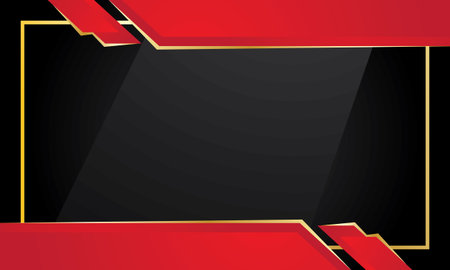 Abstract black and red background with golden frame. Vector illustration eps10のイラスト素材
