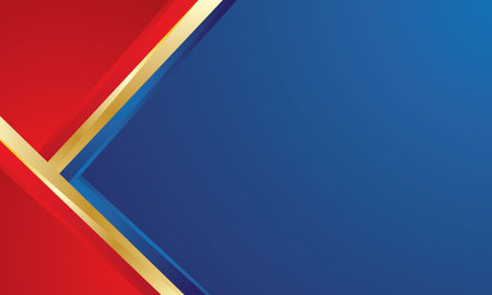 Abstract red and blue background with golden lines and space for text.のイラスト素材