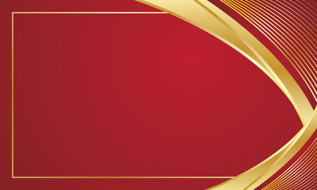 Luxury red background with golden line and space for text.のイラスト素材