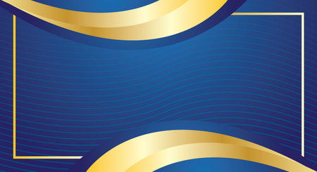 Abstract blue background with golden lines and copy space. Vector illustration.のイラスト素材