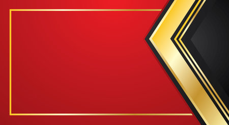 Red and black abstract background with golden line and space for text.のイラスト素材