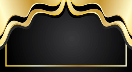Black and gold luxury background with golden frame. Vector Illustration.のイラスト素材