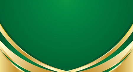 Green abstract background with golden lines and space for text. Vector illustrationのイラスト素材