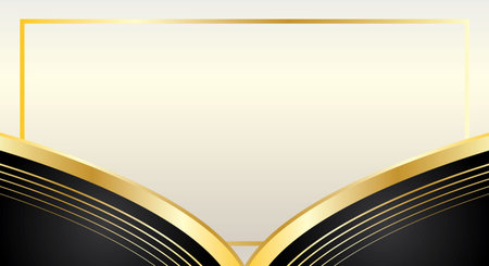 Gold and black background with gold frame. Vector illustration. Eps 10のイラスト素材