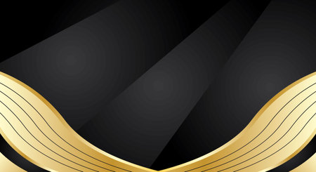 Luxury black background with golden lines and space for text.のイラスト素材