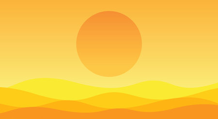 Sunset background. Vector illustration of a sunset background with a sun.のイラスト素材