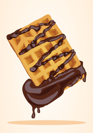 Waffles with chocolate. Vector illustration of a waffle with chocolate.のイラスト素材