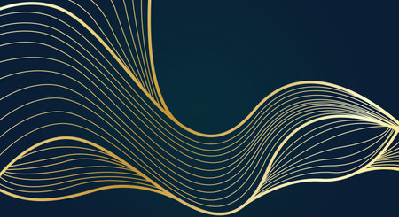 Abstract background with golden wavy lines. Vector illustration for your designのイラスト素材