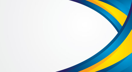 Blue and yellow wavy corporate background. Vector design for your messageのイラスト素材