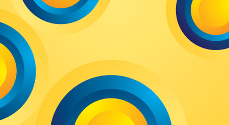 Abstract background with circles in yellow and blue colors. Vector illustration.のイラスト素材