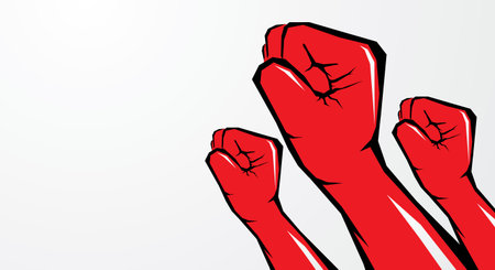 Fist with raised up fist in the air. Vector illustration.のイラスト素材