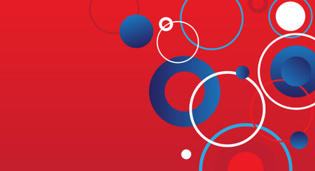 abstract background with circles in blue and red colors, vector illustrationのイラスト素材