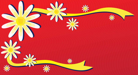Illustration of a floral background with yellow and white daisiesのイラスト素材