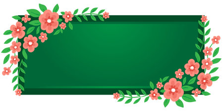 Frame with flowers and leaves on a white background. Vector illustration.のイラスト素材