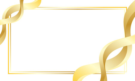 Gold ribbon frame on a white background. Vector illustration for your design.のイラスト素材