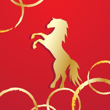 Horse background with golden circles. Vector illustration for your design.のイラスト素材