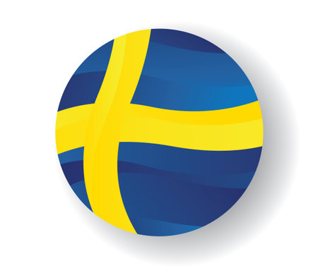 Sweden flag in a circle on a white background. Vector illustrationのイラスト素材