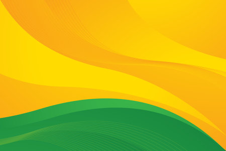Abstract yellow and green background with wavy lines. Vector illustration.のイラスト素材