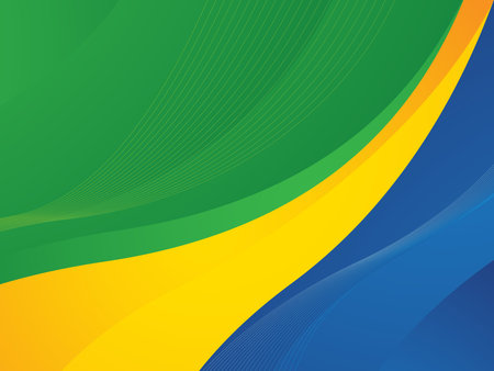 Abstract background with yellow, green and blue stripes. Vector illustration.のイラスト素材