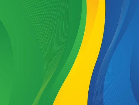 Gabon flag with some soft folds and highlights in it (see more in my portfolio)のイラスト素材