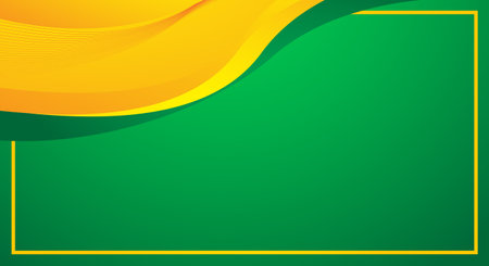 Green and yellow wavy background with copy space. Vector illustration.のイラスト素材