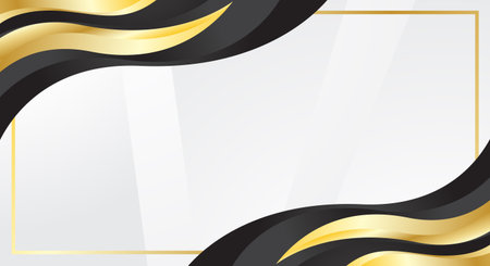 Abstract background with gold and black wavy lines. Vector illustration.のイラスト素材