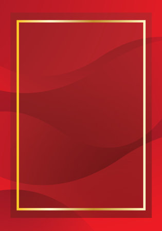 Red abstract background with golden frame. Vector illustration for your design.のイラスト素材