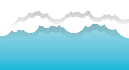 Blue sky background with white clouds. Vector illustration for your design.のイラスト素材