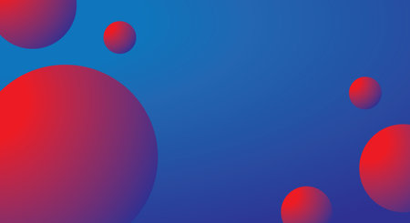 Abstract background with red spheres on a blue background. Vector illustration.のイラスト素材