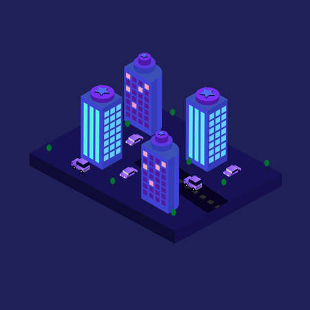 Ä°sometric Futurist Urban Building Vector Ä°llustrationのイラスト素材