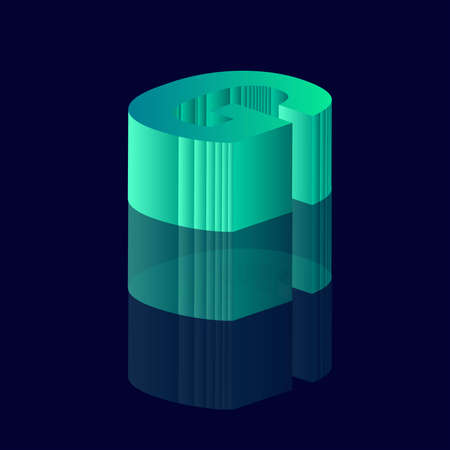 Isometric letter G. Vector illustration with 3D letter Gのイラスト素材