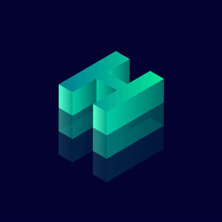 Isometric letter H. Vector illustration with 3D letter Hのイラスト素材