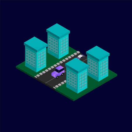 Ä°sometric Modern Building. Ä°sometric Futuristic City Vector Ä°llustration.  New City Vectorのイラスト素材