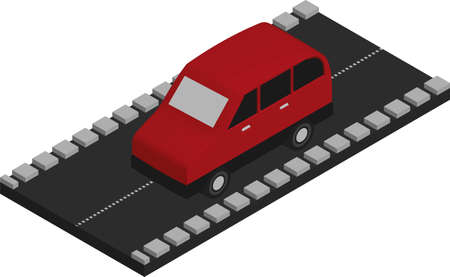 Isometric Flat Car Vector Art Designのイラスト素材