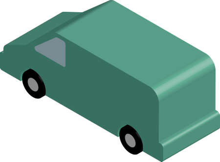 Isometric Van On White Backgroundのイラスト素材