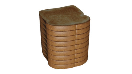 3d render of bread loaf isolated on white background. Top view.